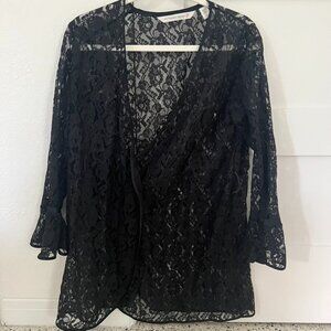 Victoria's Secret black lace kimono robe duster